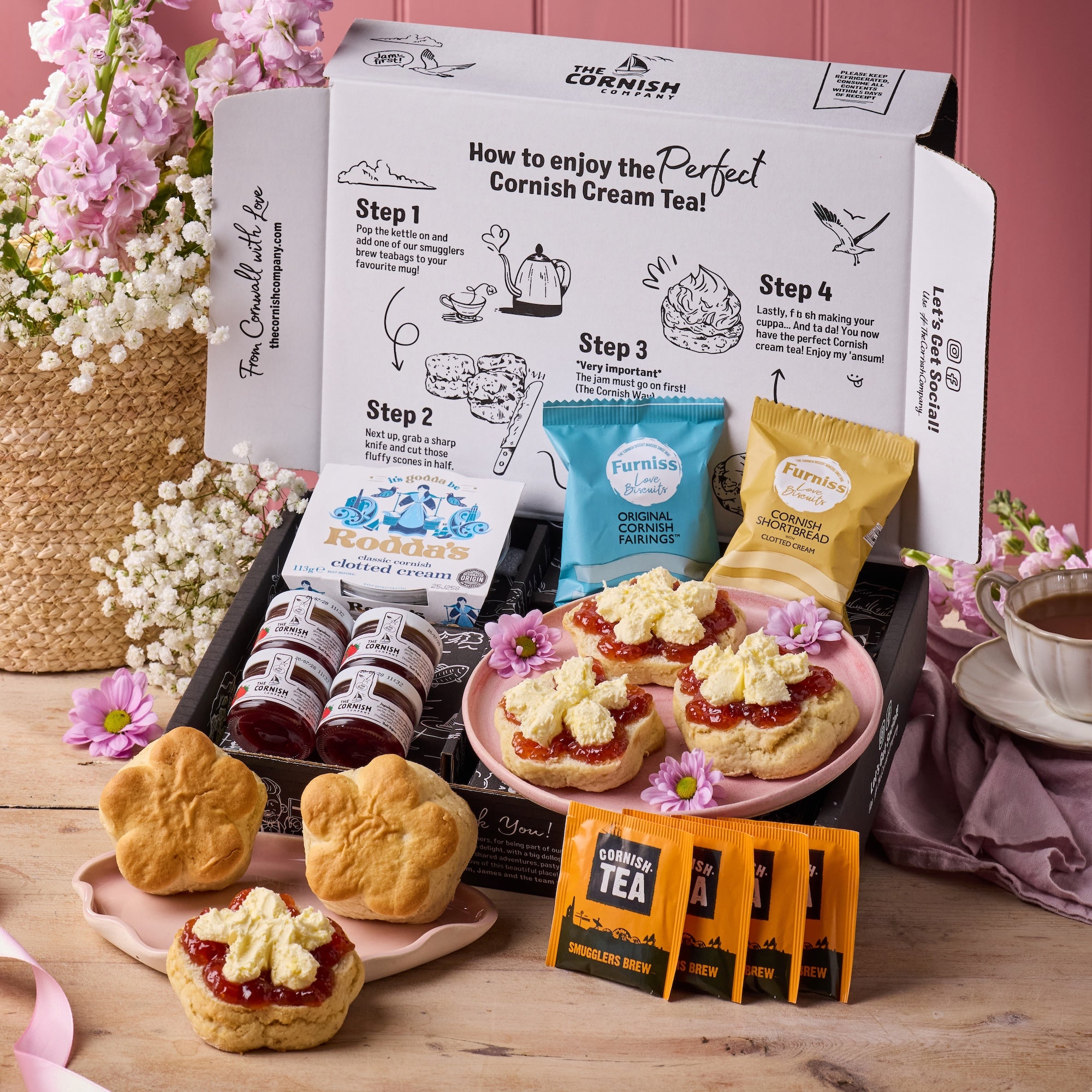 The Flower Scone Cream Tea Hamper – The Cornish Company