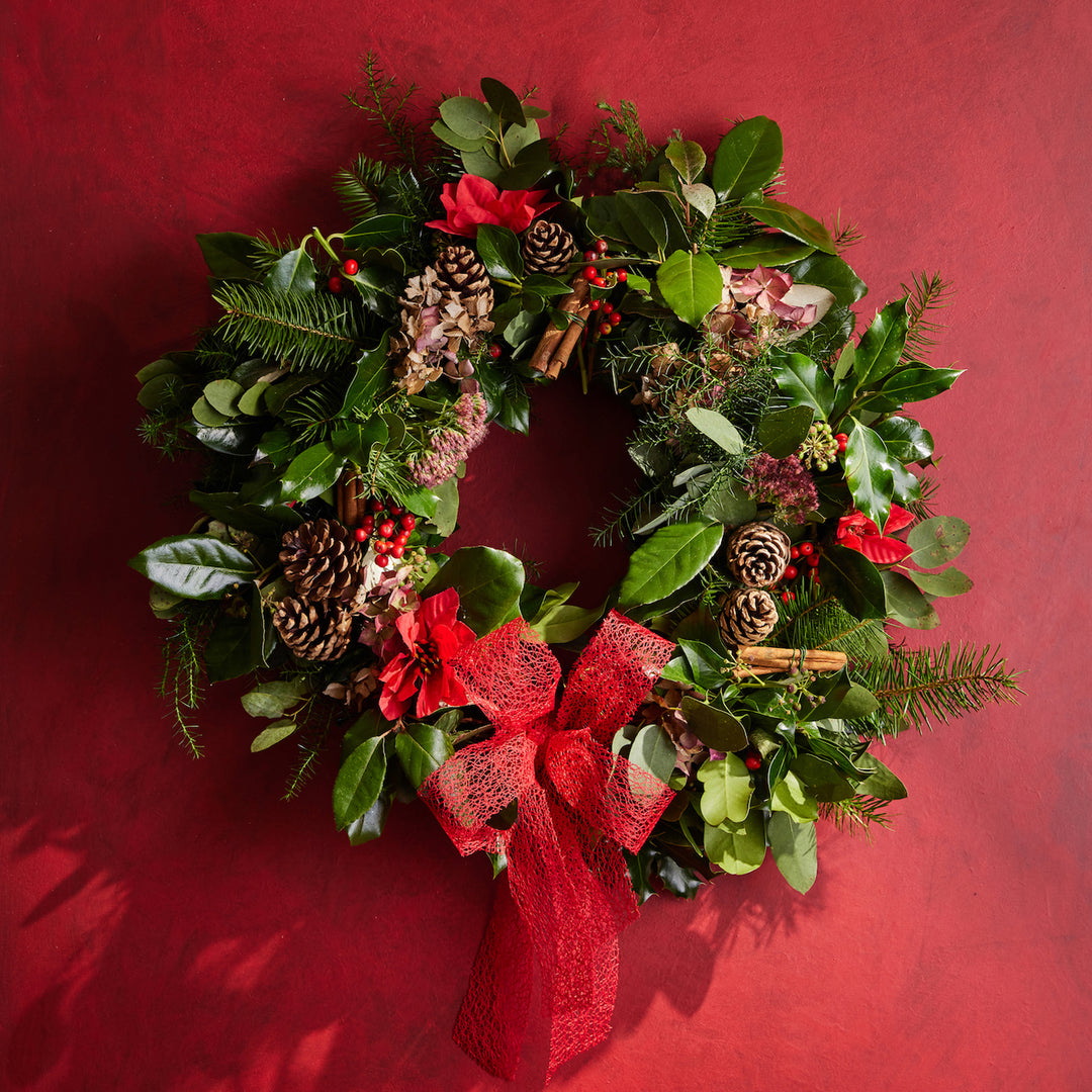 Holly and Red Berry Christmas Wreath