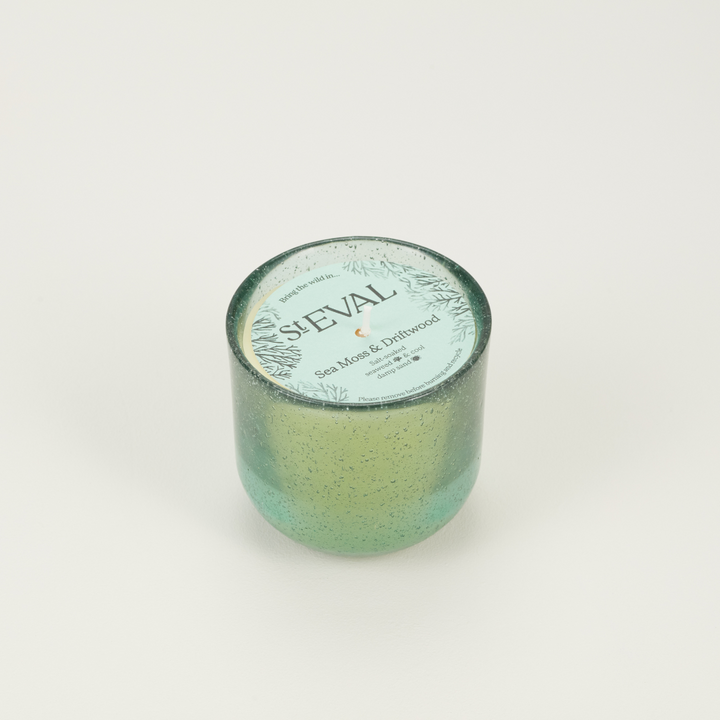 St Eval Bay Sea Moss & Driftwood, Sea Garden Glass Candle