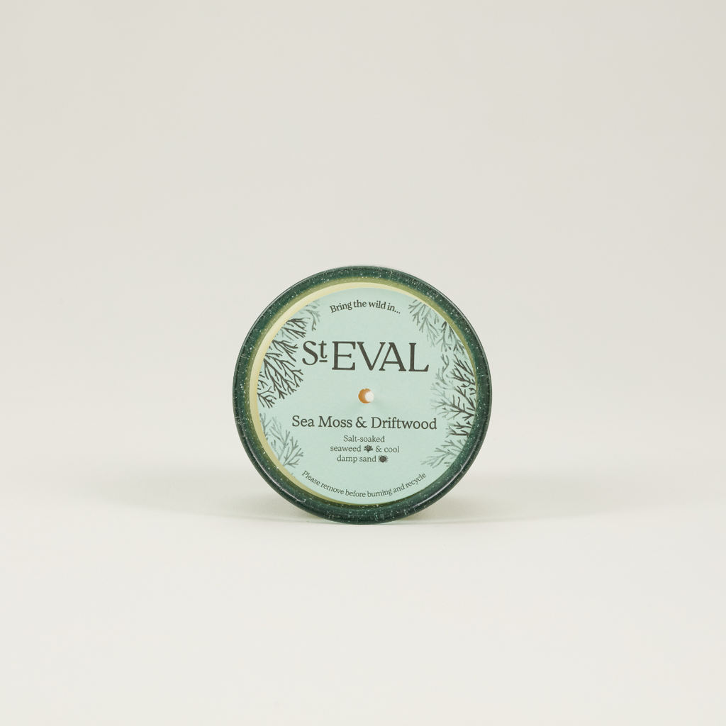 St Eval Bay Sea Moss & Driftwood, Sea Garden Glass Candle