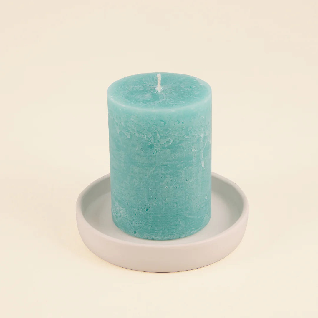 Sea Moss & Driftwood Fragranced Coloured Pillar