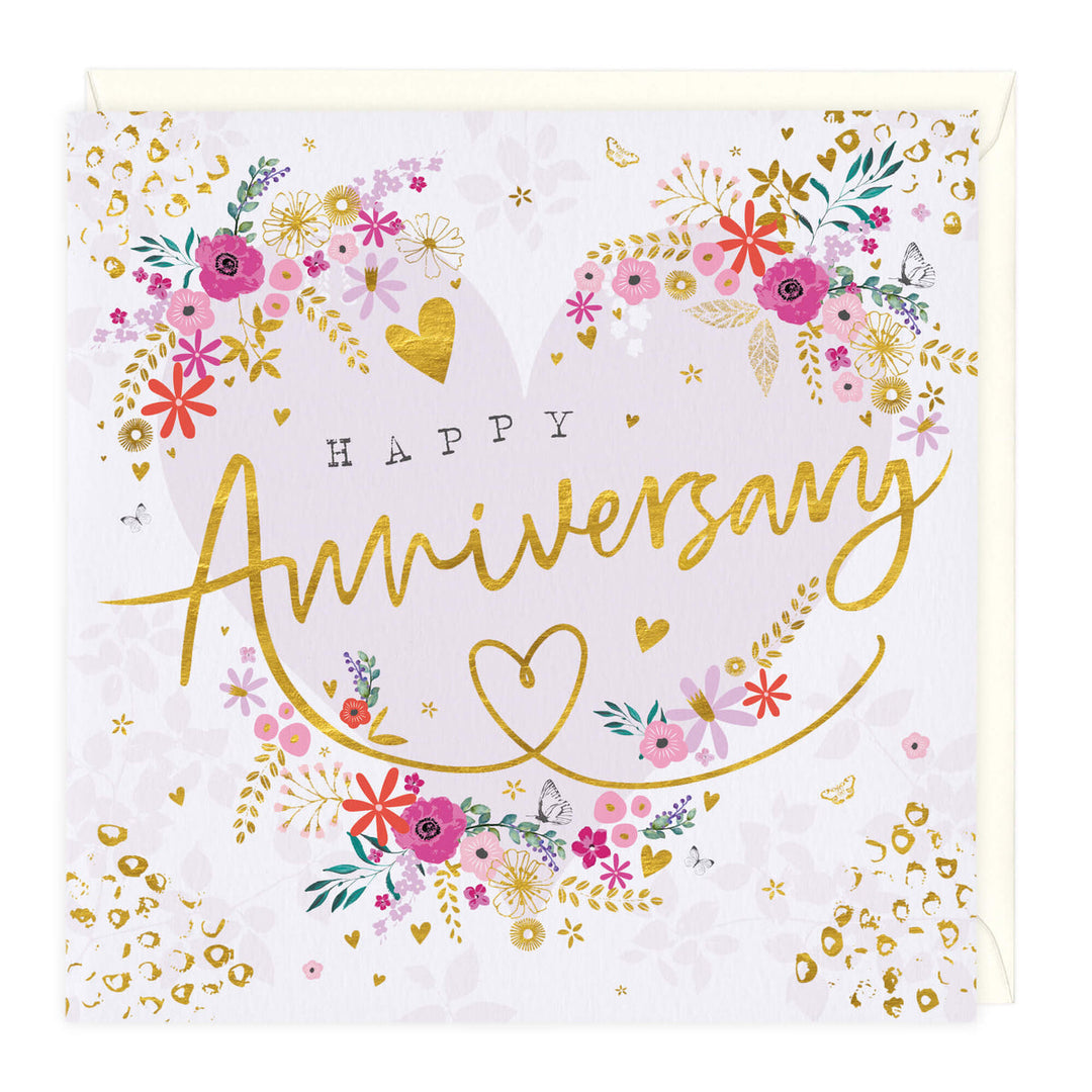 FLORAL HEART ANNIVERSARY CARD