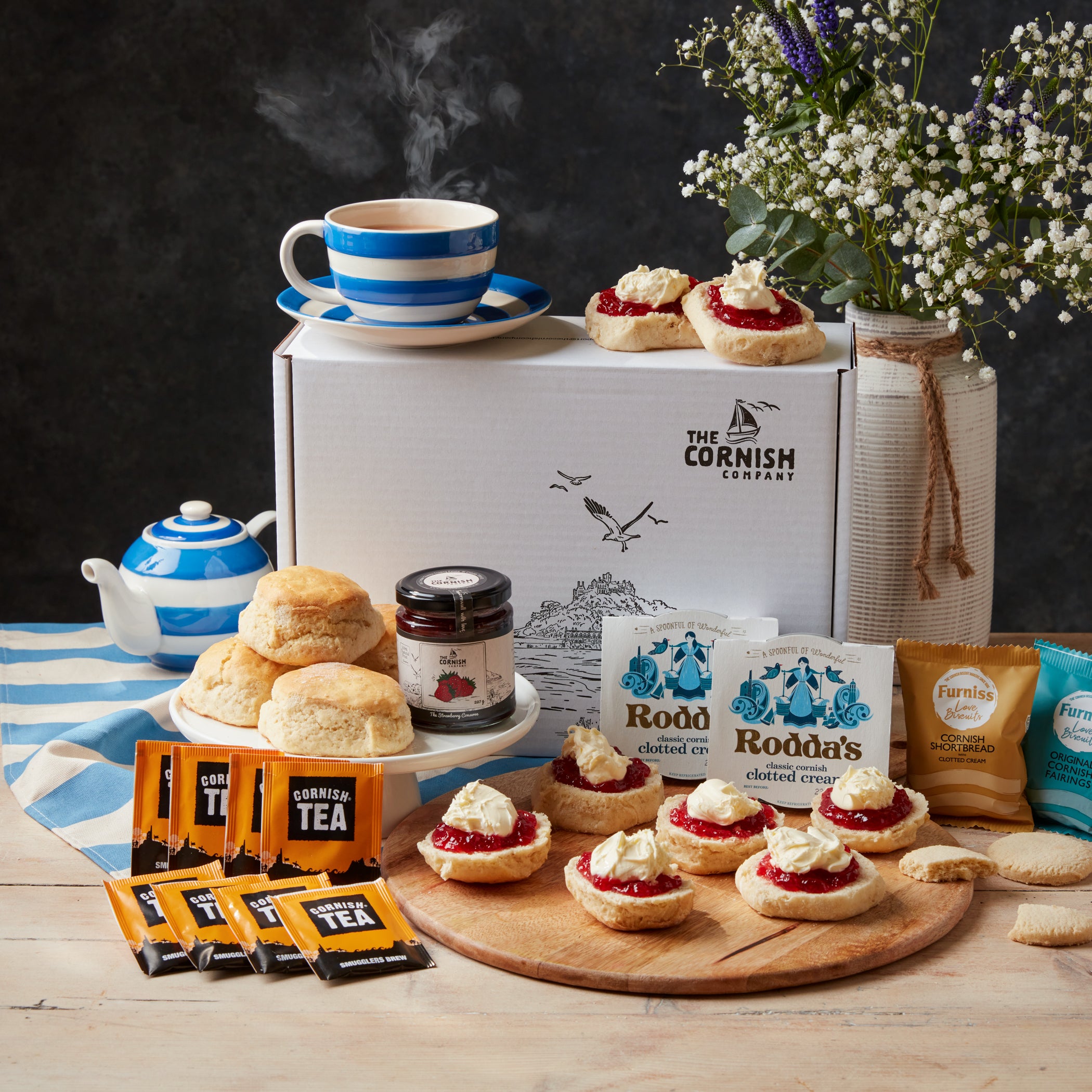 The Cream Tea Hamper Extra Scones, Jam & Cream – The Cornish Company