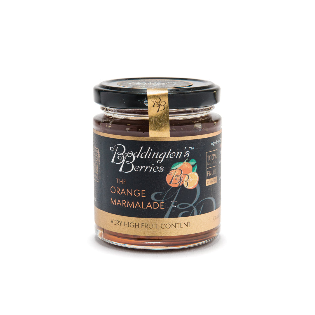 jar of boddingtons orange marmalade on a white background.