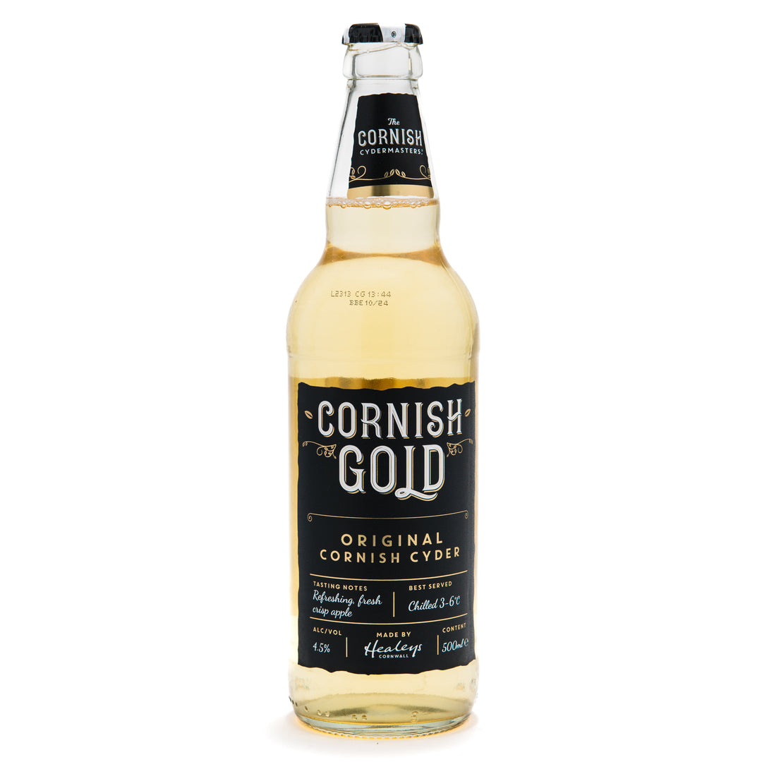 bottle of cornish gold cyder on a white background.