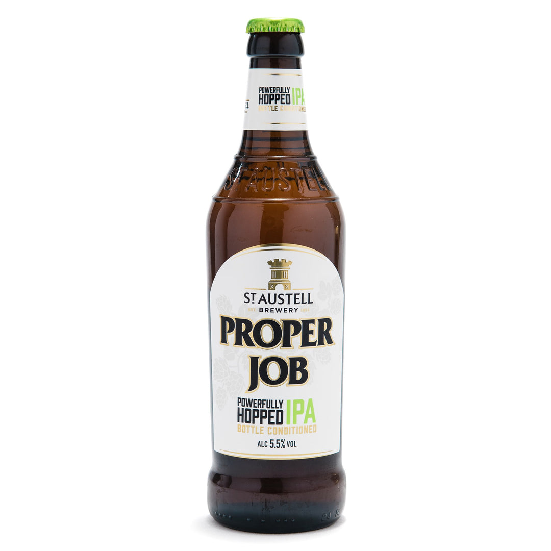 bottle of proper job ale on a white background.
