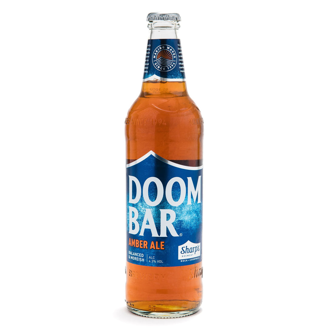 bottle of doom bar ale on a white background.